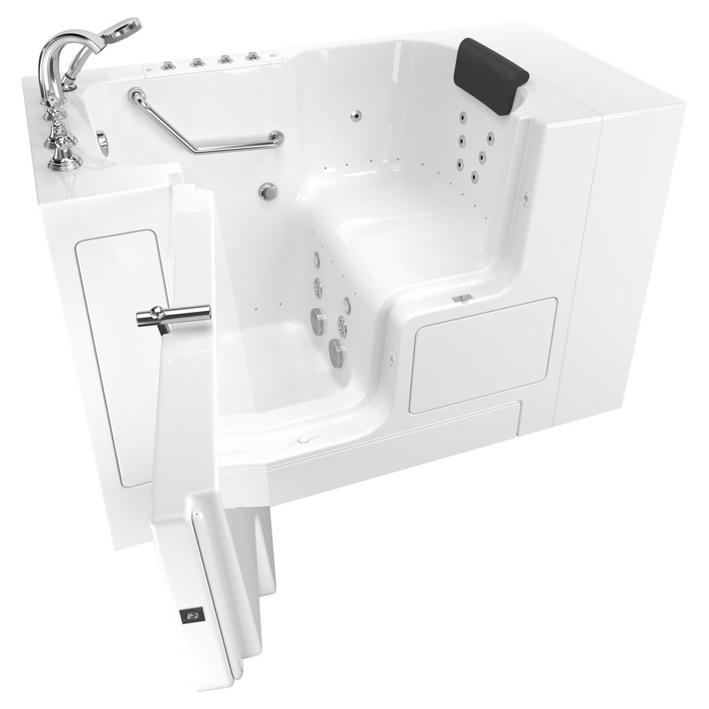 Baignoire à porte 32 x 52 pouces, série gelcoat de première qualité avec systèmes combinés de spa à air et à remous - Vidange à gauche avec robinet